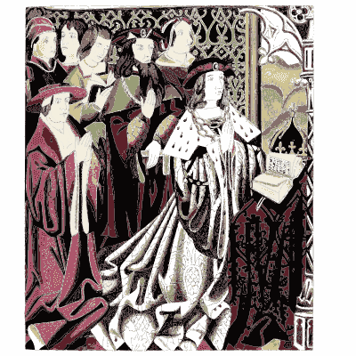 Court crowd around a queen - Dresses and Decorations of the Middle Ages - 1843