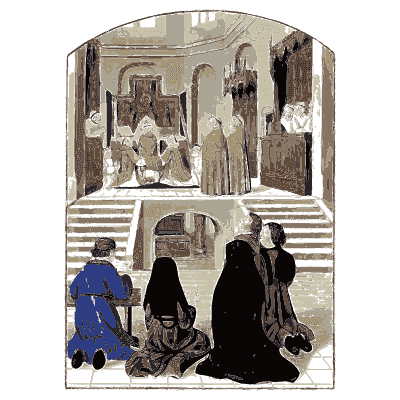 Mourners in a church - Dresses and Decorations of the Middle Ages - 1843