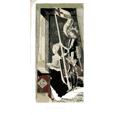 Man with a banner in a doorway - Dresses and Decorations of the Middle Ages - 1843