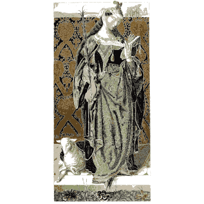Standing queen on a brocade ground - Dresses and Decorations of the Middle Ages - 1843