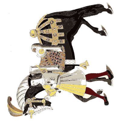Caparisoned horse and rider - Dresses and Decorations of the Middle Ages - 1843