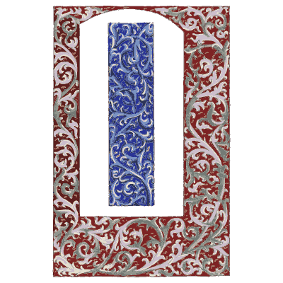 Illuminated panel plate in red 01 - Illuminated Ornaments Selected from Manuscripts - 1833