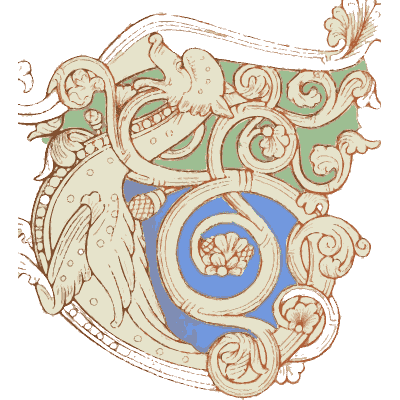 Scrolled initial with a beast head - Illuminated Ornaments Selected from Manuscripts - 1833