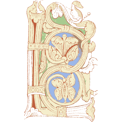 Illuminated sprig initial plate