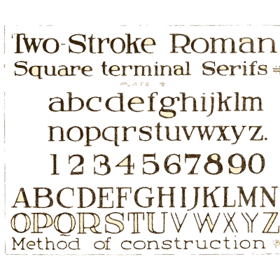 Two stroke roman specimen - One Hundred Alphabets for the Show Card Writer - 1919