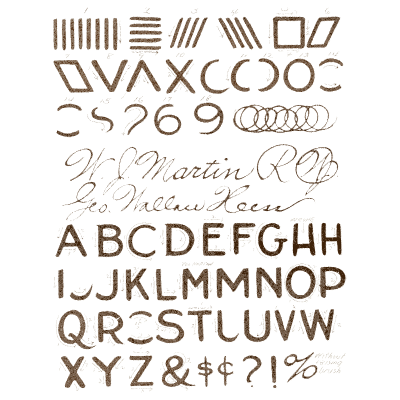 Brush stroke practice and alphabet - One Hundred Alphabets for the Show Card Writer - 1919