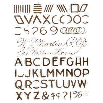 Stroke practice alphabet page - One Hundred Alphabets for the Show Card Writer - 1919