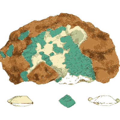 Green copper ore specimen - British Mineralogy, Volume 1 - 1804