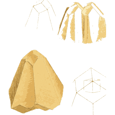 Yellow prismatic crystal with diagrams - British Mineralogy, Volume 1 - 1804