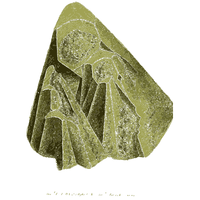 Olive green bladed crystals - British Mineralogy, Volume 1 - 1804