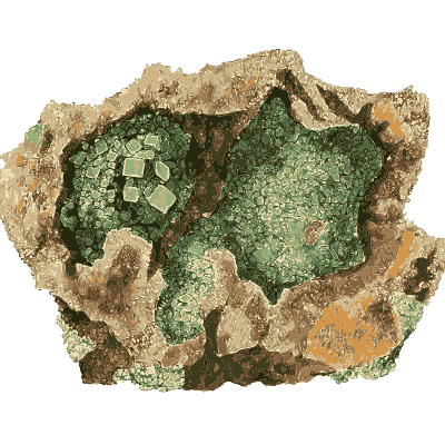 Green crystals lining a rock hollow - British Mineralogy, Volume 1 - 1804