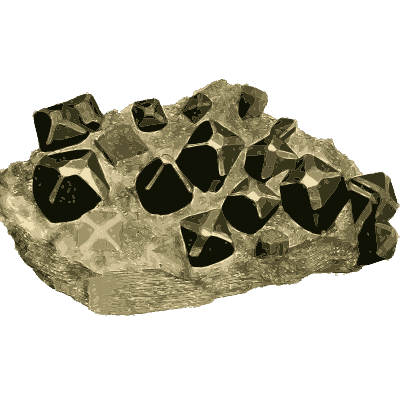 Black octahedral crystals on pale rock - British Mineralogy, Volume 1 - 1804