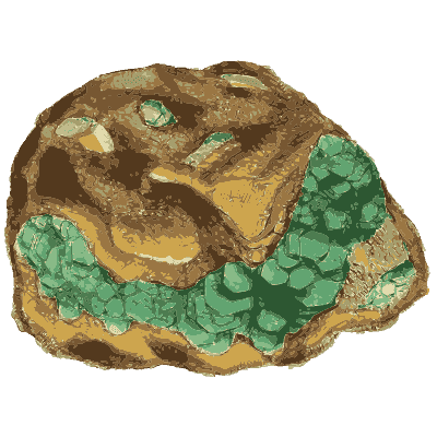 Green copper mineral in brown rock - British Mineralogy, Volume 1 - 1804