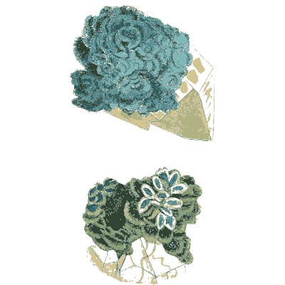 Blue green crystal rosettes - British Mineralogy, Volume 1 - 1804