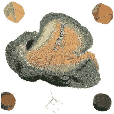 Grey nodule with orange fibrous core - British Mineralogy, Volume 1 - 1804