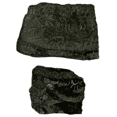 Black slaty rock blocks - British Mineralogy, Volume 1 - 1804