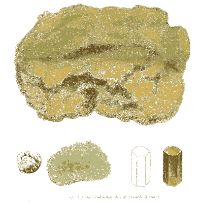 Olive yellow crusted rock - British Mineralogy, Volume 1 - 1804