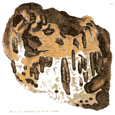 Orange crust with dark stalactites - British Mineralogy, Volume 2 - 1806