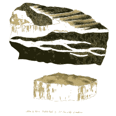 Dark banded block and fibrous slab - British Mineralogy, Volume 2 - 1806