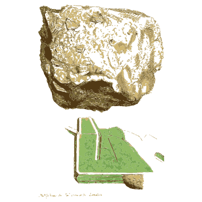 Pale lump with green crystal outline - British Mineralogy, Volume 2 - 1806