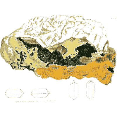 White crystal crust over yellow and black - British Mineralogy, Volume 2 - 1806