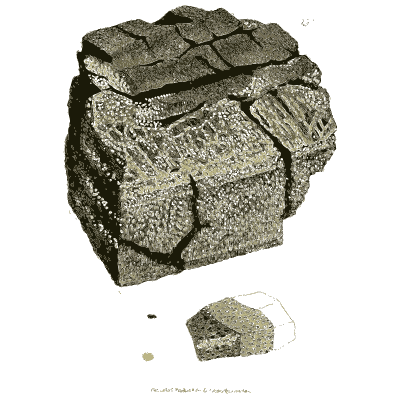 Cracked grey block - British Mineralogy, Volume 2 - 1806