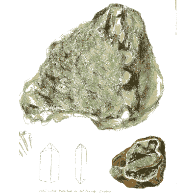 Pale green lump with crystal outlines - British Mineralogy, Volume 2 - 1806