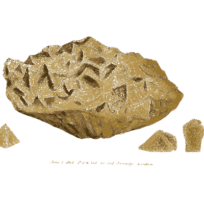 Angular pale crystals on rough rock - British Mineralogy, Volume 2 - 1806