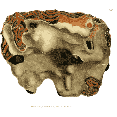 Rock with banded orange vein - British Mineralogy, Volume 2 - 1806