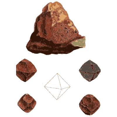 Red brown rock with octahedral crystals - British Mineralogy, Volume 2 - 1806