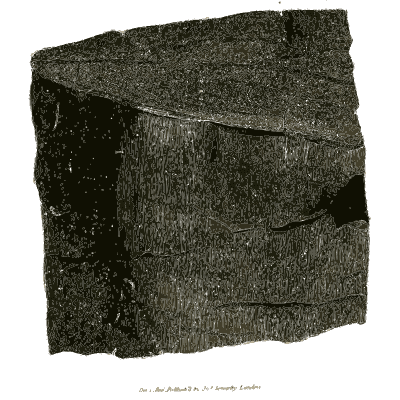 Striated black block - British Mineralogy, Volume 2 - 1806