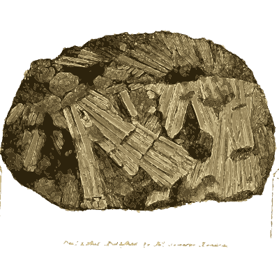 Columnar crystals in dark rock - British Mineralogy, Volume 2 - 1806
