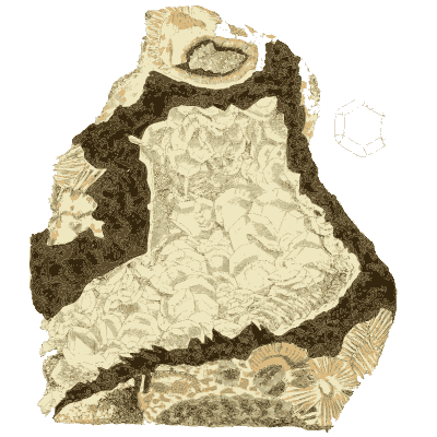 White crystal mass in dark crust - British Mineralogy, Volume 2 - 1806