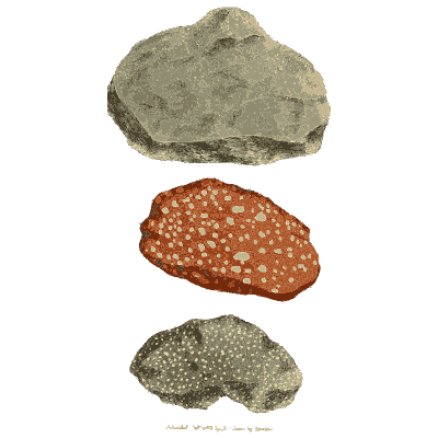 Three flecked pebbles - British Mineralogy, Volume 3 - 1809