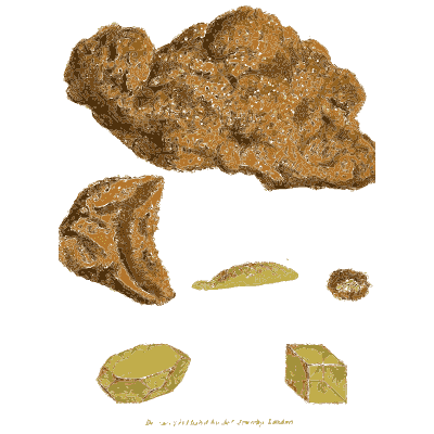 Knobbed golden brown crust - British Mineralogy, Volume 3 - 1809