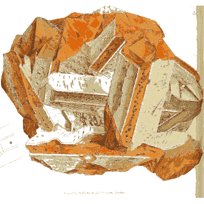 Crossing orange and white blade crystals - British Mineralogy, Volume 3 - 1809