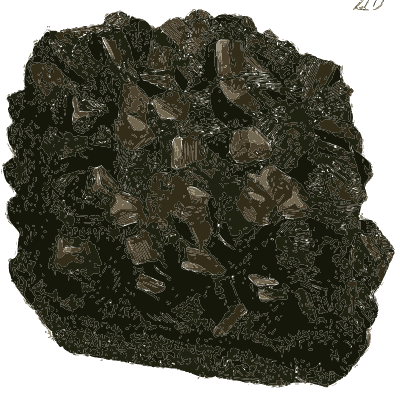Glassy dark crystals in black rock - British Mineralogy, Volume 3 - 1809