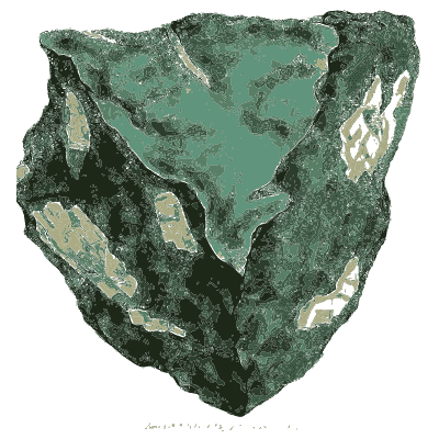 Deep green rock with pale patches - British Mineralogy, Volume 3 - 1809