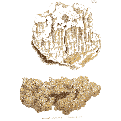 Ribbed pale mass on granular crust - British Mineralogy, Volume 3 - 1809