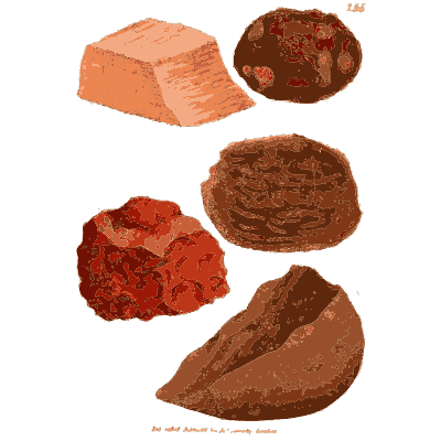 Red and brown stone pieces - British Mineralogy, Volume 3 - 1809