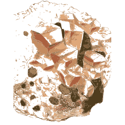 Pink blocky crystals in pale rock - British Mineralogy, Volume 3 - 1809