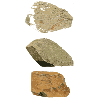 Three broken stone fragments - British Mineralogy, Volume 3 - 1809
