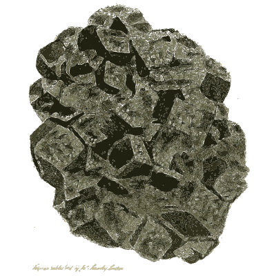 Grey cubic crystal mass - British Mineralogy, Volume 4 - 1811