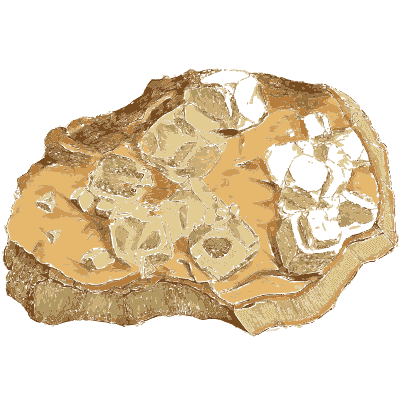 Orange rock with a crystal-lined cavity - British Mineralogy, Volume 4 - 1811