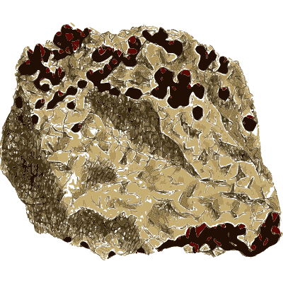 Pale rock pitted with dark holes - British Mineralogy, Volume 4 - 1811