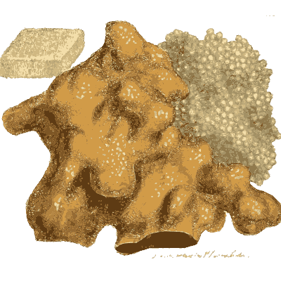 Knobbed golden crust with a granular part - British Mineralogy, Volume 4 - 1811