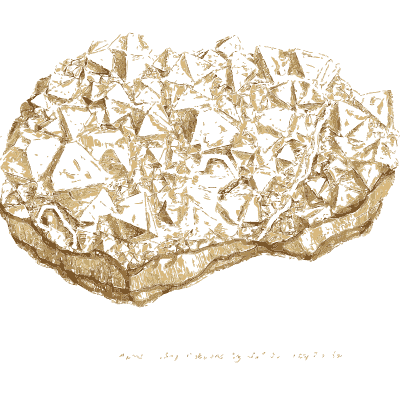 Rock covered in pale pointed crystals - British Mineralogy, Volume 4 - 1811