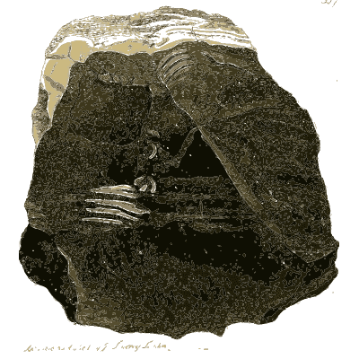 Dark rock split to show a cavity - British Mineralogy, Volume 4 - 1811