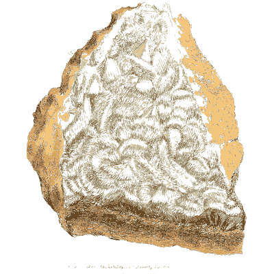 Pale crystalline mass on a yellow base - British Mineralogy, Volume 4 - 1811