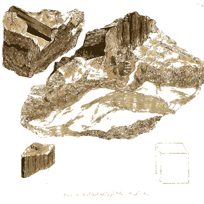 Pale rock fragments with a cube outline - British Mineralogy, Volume 4 - 1811